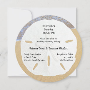 Sable Rond Dollar Plage Mariage Invitations