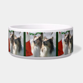 Sable Rough Collie Christmas Dog Bowl Napf