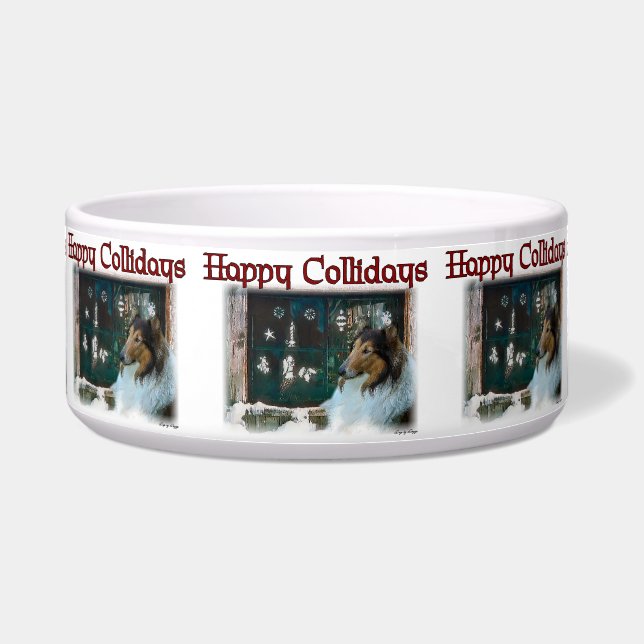 Sable Rough Collie Christmas Dog Bowl Napf (Vorderseite)