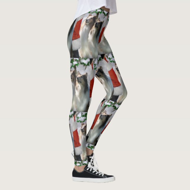 Sable Rough Collie Christmas Leggings (Rechts)