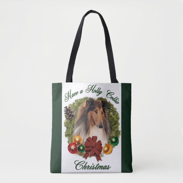 Sable Rough Collie Christmas Tasche (Vorderseite)