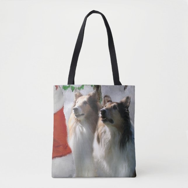 Sable Rough Collie Christmas Tasche (Vorderseite)
