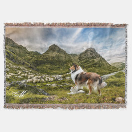 Sable Rough Collie, Lamb & Sheep - Personalisiert Decke