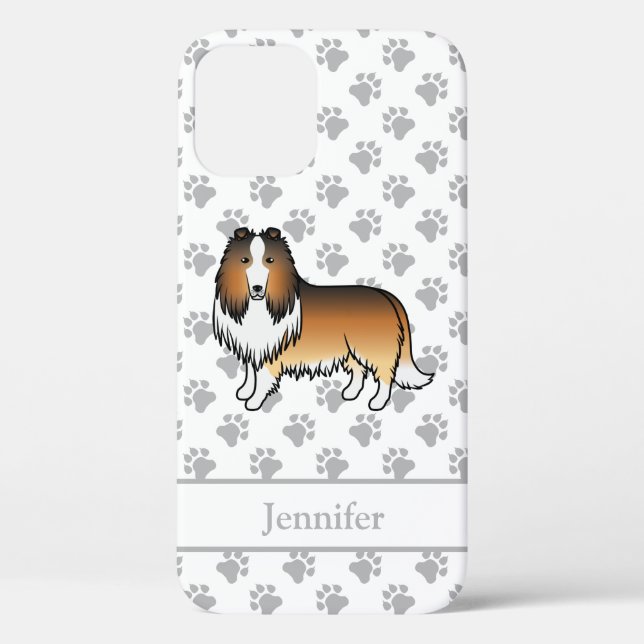 Sable Rough Collie Niedlich Cartoon Dog & Name Case-Mate iPhone Hülle (Rückseite)