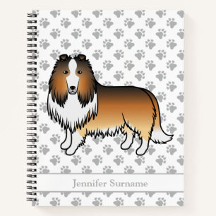 Sable Rough Collie Süßer Cartoon-Hund & Name Notizbuch