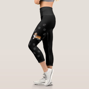 Sable Rough Collie Süßer Cartoon-Hund & Pfoten Capri Leggings