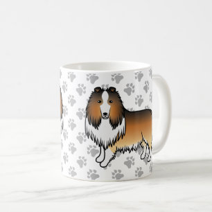 Sable Rough Collie Süßer Cartoon-Hund & Pfoten Kaffeetasse