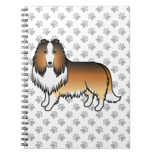 Sable Rough Collie Süßer Cartoon-Hund & Pfoten Notizblock