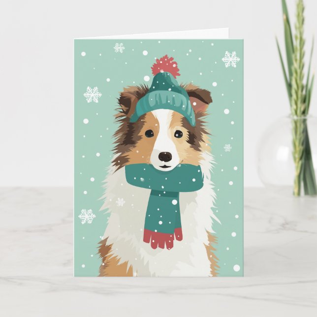 Sable-Sheltie-Weihnachtsgruß Karte (Vorderseite)