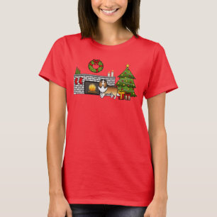 Sable Shetland Sheepdog Hund in einem Weihnachtszi T-Shirt