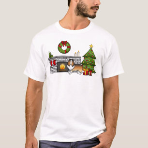 Sable Shetland Sheepdog Hund in einem Weihnachtszi T-Shirt