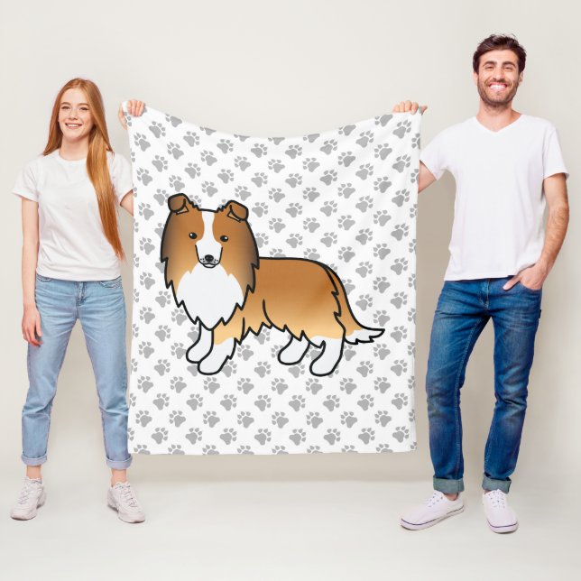 Sable Shetland Sheepdog Sheltie Cartoon Dog Fleecedecke (Beispiel)