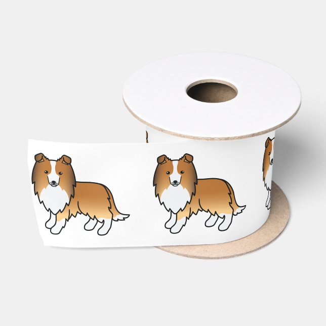 Sable Shetland Sheepdog Sheltie Cartoon Dog Satinband (Spule)