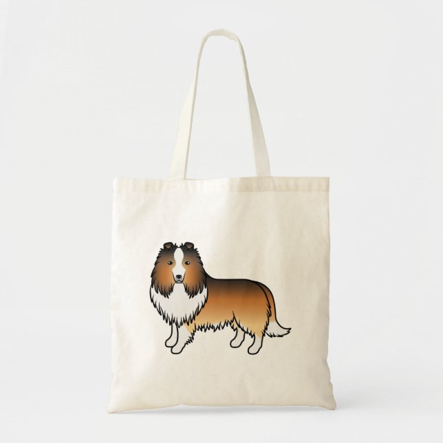 Sable Shetland Sheepdog Sheltie Cartoon Dog Tragetasche (Vorne)