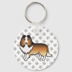 Sable Shetland Sheepdog Sheltie Cartoon Hund Schlüsselanhänger