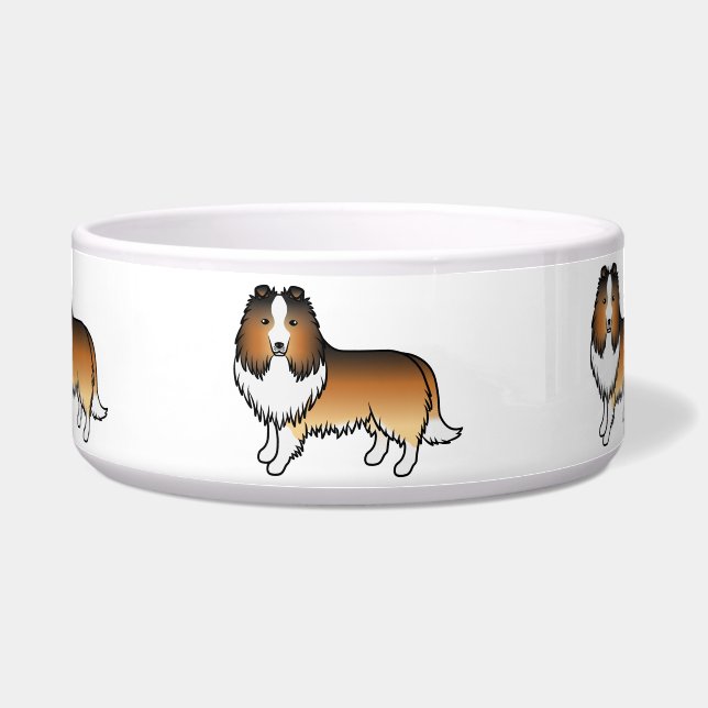Sable Shetland Sheepdog Sheltie Cartoon Hunde Napf (Vorderseite)