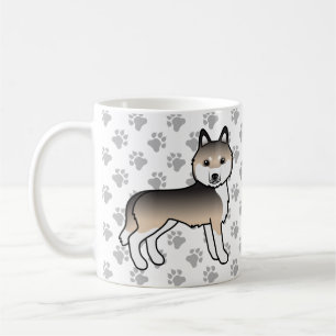 Sable Siberian Husky Cartoon Dog & Paws Kaffeetasse