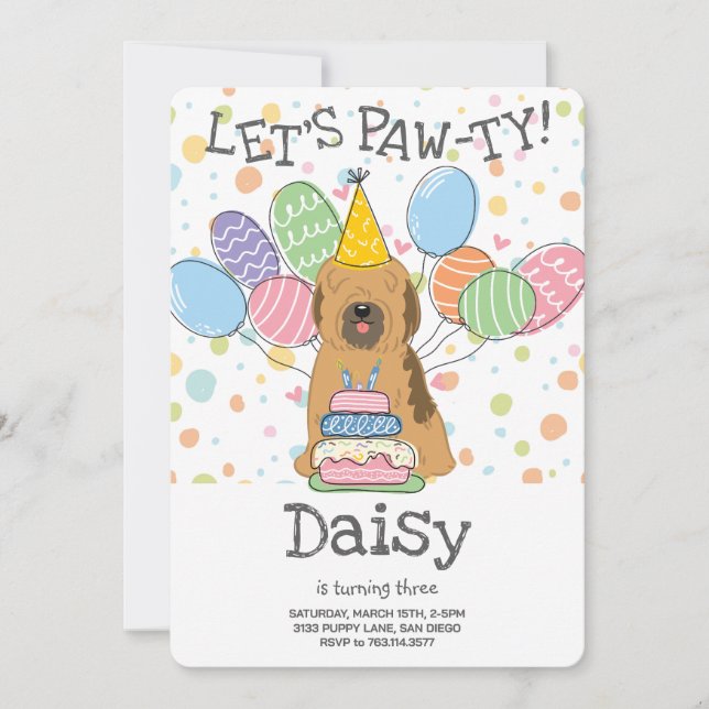 Sable Tibeter Terrier Dog Birthday Party Einladung (Vorderseite)