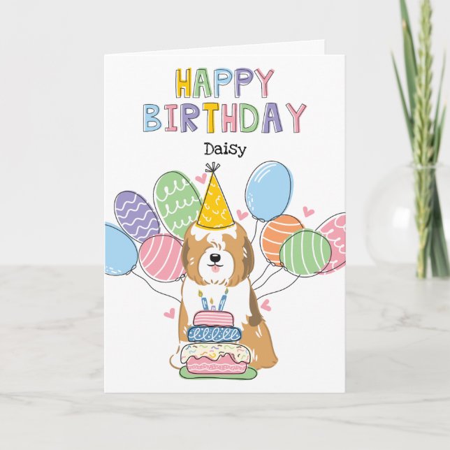 Sable White Tibeter Terrier Dog Birthday Party Karte (Vorderseite)