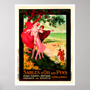 Sables d' or les Buttons ~ Frankreich Travel Poste Poster