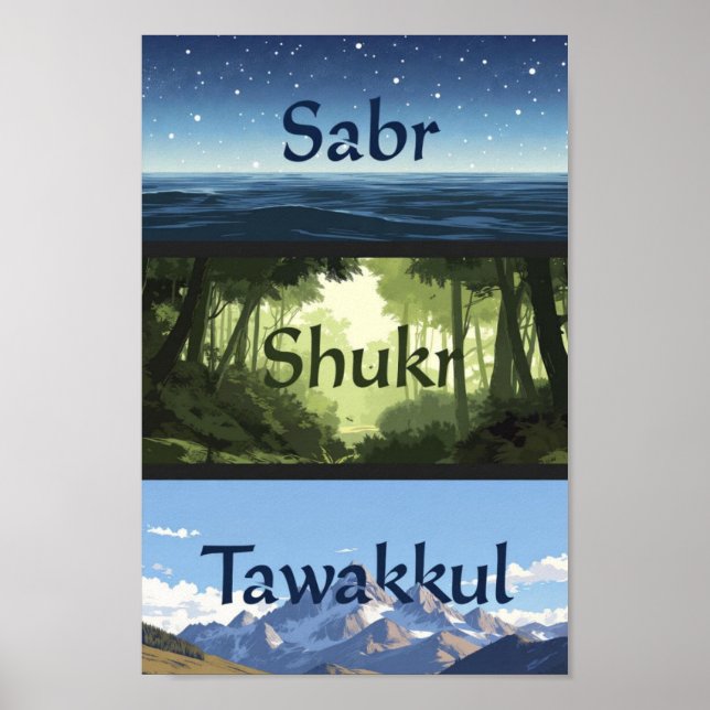Sabr, Shukr, Tawakkul | Modern Muslim Home Gift Po Poster (Vorne)