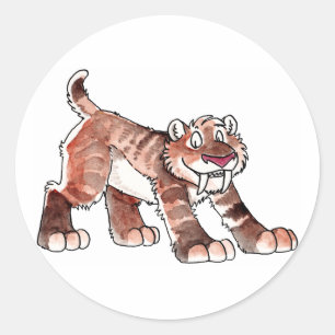 Sabretooth Tiger-Aufkleber Runder Aufkleber