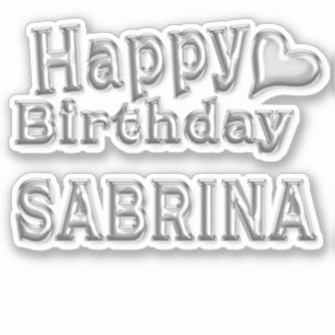 Sabrina Happy Birthday silver Aufkleber Sticker