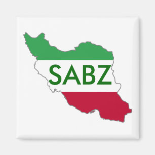 "SABZ" Iran Flag Map Magnet