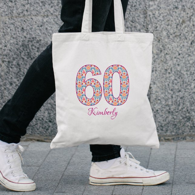 sac 60e anniversaire moderne 60 floral personnalis (Créateur téléchargé)
