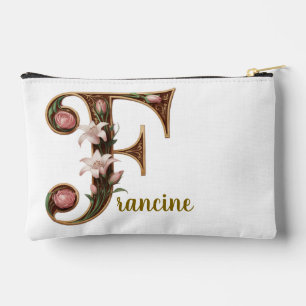 Sac à accessoires Art Nouveau or et rose lettre F
