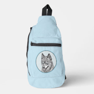 Sac À Bandoulière Alaskan Klee Kai AKK Husky Peinture Art de Chien M