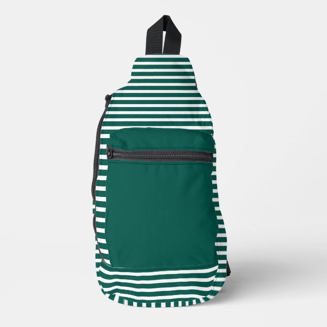 Sac À Bandoulière Aqua Deep Green avec des rayures blanches (Recto)