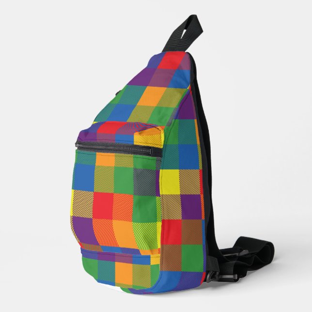 Sac À Bandoulière Arc-en-ciel Fierté Buffalo Check Plaid (Coin droit)