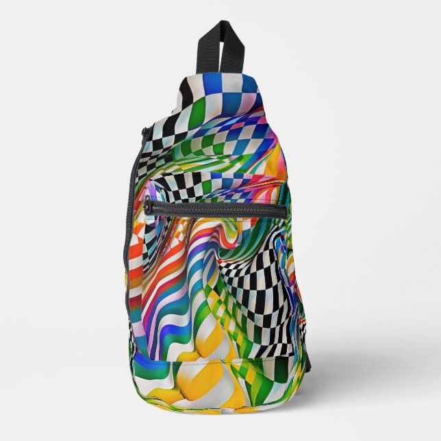 Sac À Bandoulière Art numérique Rainbow Checkerboard (Recto)