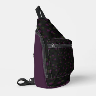 Sac À Bandoulière aubergine, violet foncé, olive et pois noirs