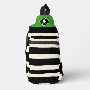 Sac À Bandoulière Bande classique noire, blanche et verte