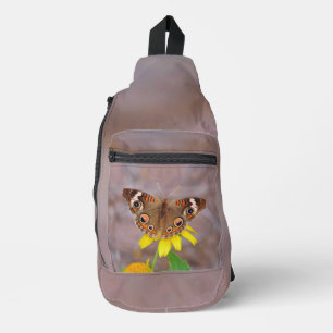 Sac À Bandoulière Beau papillon sur Fleur Jaune