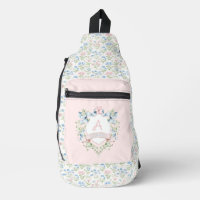 Bébé Bleu et rose Grandmillennial Ribbon Crest