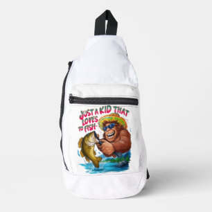 Sac À Bandoulière Bigfoots Juste un enfant qui aime pêcher