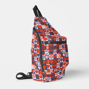 Sac À Bandoulière Bitmap Coeur bleu et rouge
