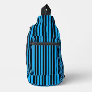 Sac À Bandoulière Bleu Noir Grilles Verticales Design Motif