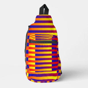 Sac À Bandoulière Bleu rouge rayures jaunes