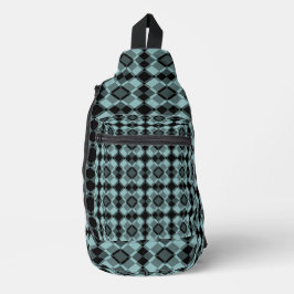 Sac À Bandoulière Blue Black Checker Argyle Pattern