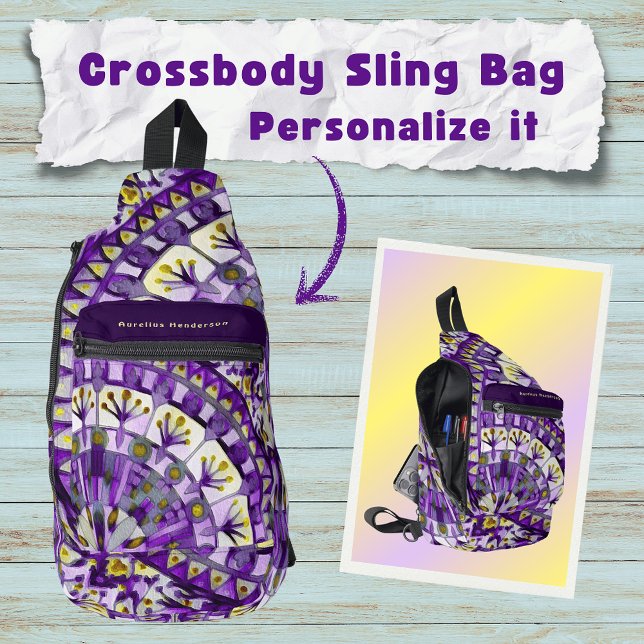 Sac À Bandoulière Boho Mosaic Tuile Violette - (Créateur téléchargé)