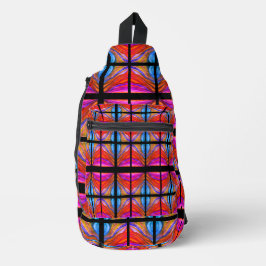 Sac À Bandoulière Boho style rose chaud et noir