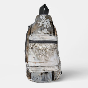 Sac À Bandoulière Bois rustique et dentelle antique