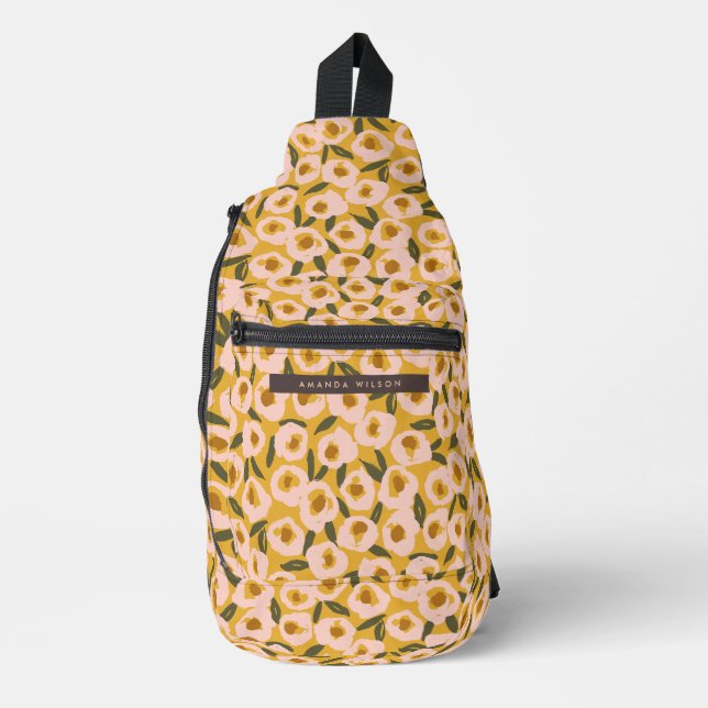 Sac À Bandoulière Bold Inky Floral Pattern | Hand-Drawn Botanical (Recto)