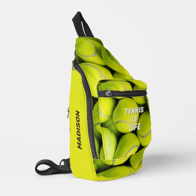 Sac À Bandoulière Boules de tennis de nom personnalisé (Coin gauche)