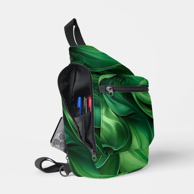 SAC À BANDOULIÈRE BRIGHT GREEN ABSTRACT SWIRLS (Ouvrir)