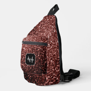 Sac À Bandoulière Brown rouge faux parties scintillant scintille Mon